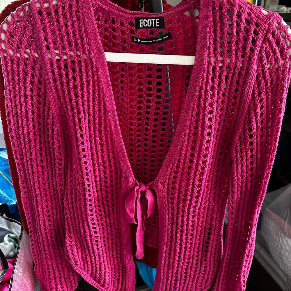 Ecote Pink Chunky Knit Cardigan Sweater